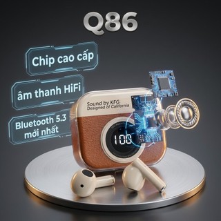Tai nghe Bluetooth không dây Q86 sở hữu thiết kế cổ điển retro và màn hình LED kỹ thuật số.