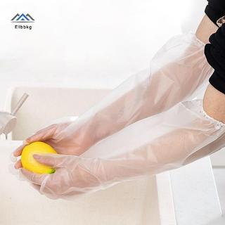 ELBBKG 10 cái/túi găng tay dài dùng một lần PE chống thấm nước, dây rút co giãn cho nhà bếp, vệ sinh gia đình