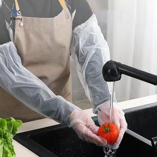 ELBBKG 10 cái/túi găng tay dài dùng một lần PE chống thấm nước, dây rút co giãn cho nhà bếp, vệ sinh gia đình
