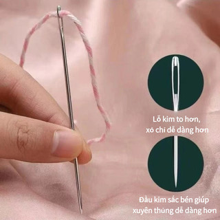 【COD】Bộ 34 món， kim thêu lỗ lớn sợi chỉ kèm theo đa màu, thích hợp cho người mới tập thêu và các lớp học thủ công.