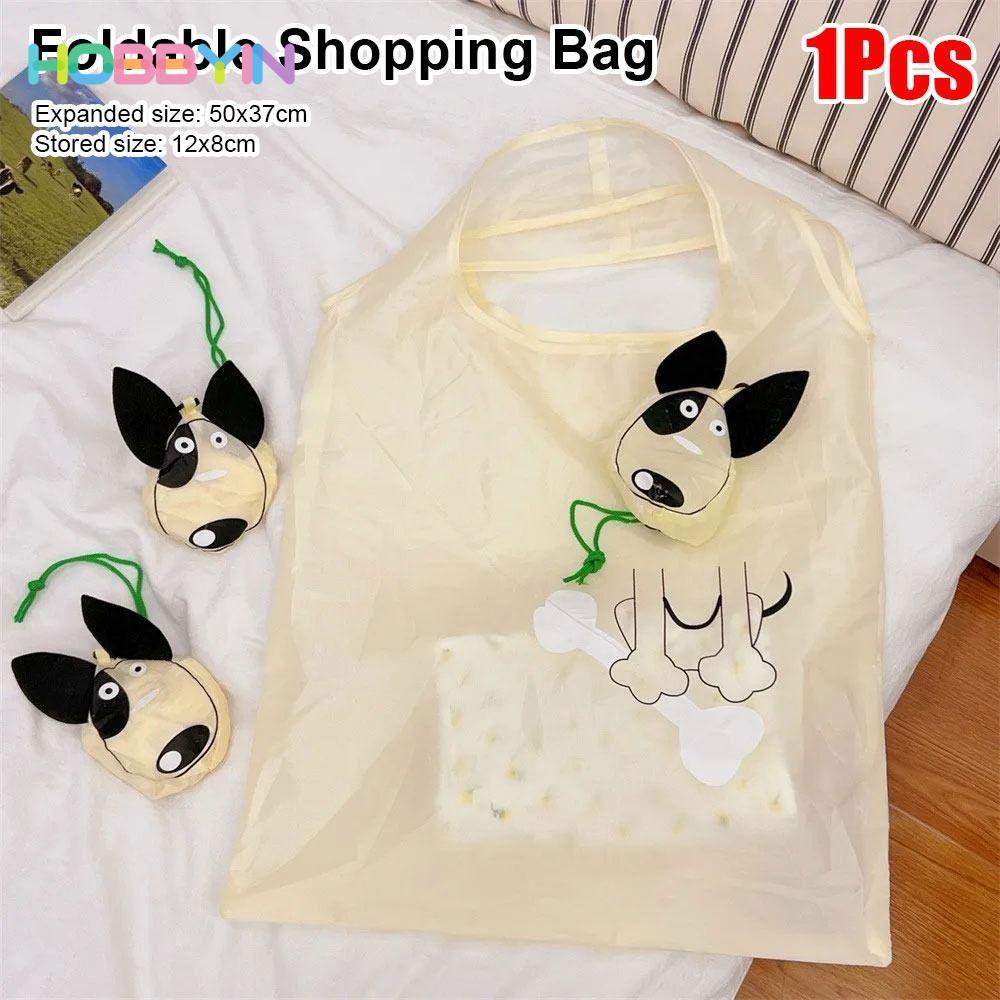 HOBBYIN 1 Túi mua sắm có thể gập lại, Túi đeo vai du lịch có thể gập lại hoạt hình, Túi lưu trữ gấp chống nước dung tích lớn bằng Nylon