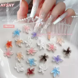 HFSHY 30 Chiếc Hoa Lily Hoa Móng Tay Nghệ Thuật Quyến Rũ 3D Trang Trí Móng Tay Phụ Kiện Làm Móng Tay Chất Liệu Nhựa DIY Nail Art Người Hâm Mộ VN
