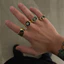 Bộ Nhẫn Nam Ngôi Sao - Vàng / Bạc-Tone Đen Men Star Multi-Ring - Hợp Kim Thân Thiện Với Môi Trường Có Thể Xếp Chồng Đồ Thường Ngày