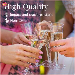 N & X 5 Chiếc Cốc Champagne Trong Suốt Dùng Một Lần Sáo Nhựa Ly Cưới Sinh Nhật Đồ Dùng Thanh Uống Cốc Kem Đỏ.