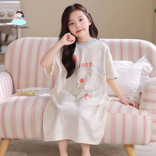 Váy ngủ bé gái tay ngắn in hình dễ thương - đồ ngủ mùa hè thoáng mát mặc nhà phong cách xinh xắn