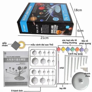 Mô hình hệ mặt trời Mô hình 3D lắp ráp khoa học Đồ chơi xoay quỹ đạo màu Học tập trẻ em ABS