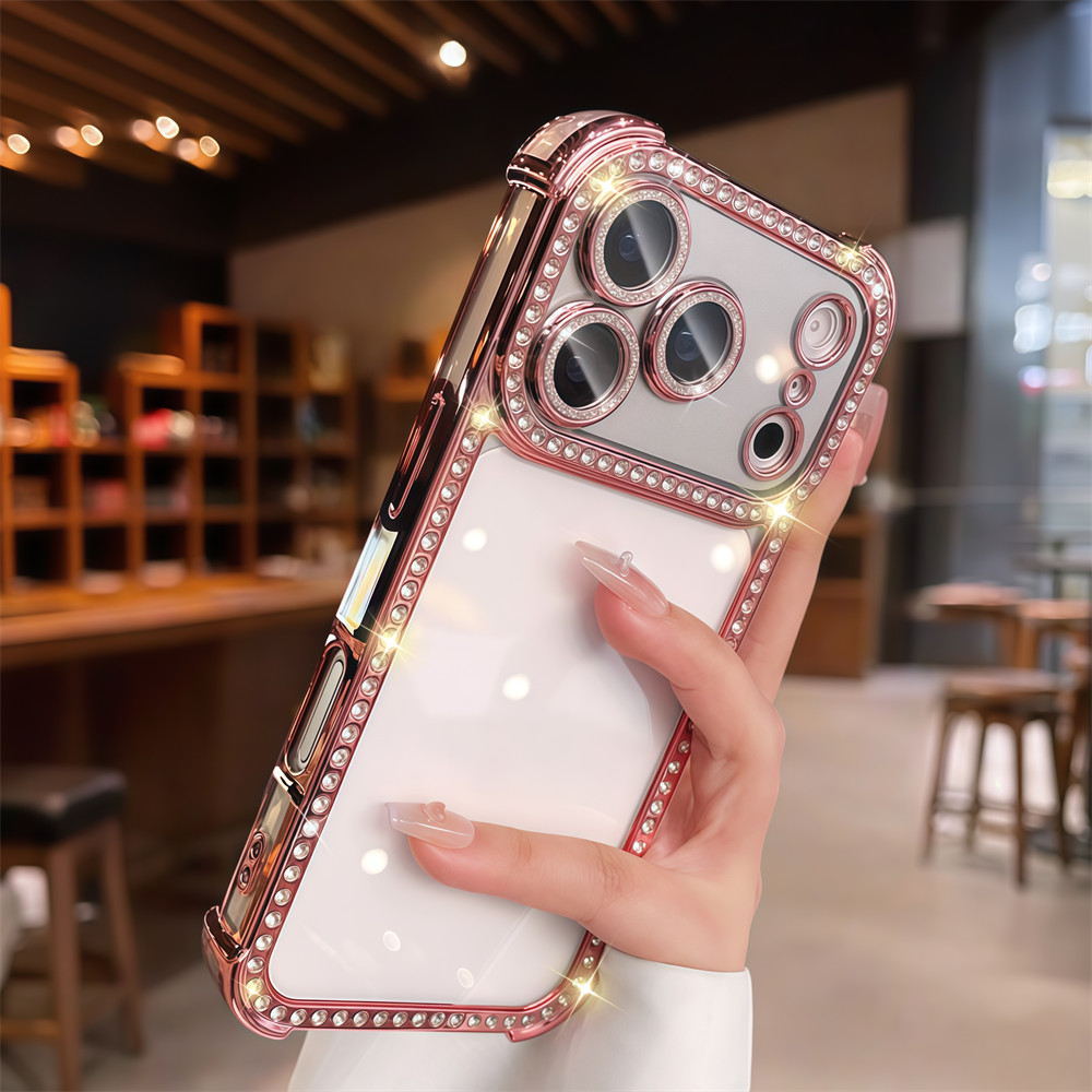 Ốp điện thoại trong suốt chống rơi kim cương Flash cho iPhone 17 Pro Max 16 13 14 15 pro max Bao gồm tất cả bảo vệ ống kính máy ảnh vỏ mềm Vỏ bảo vệ vỏ điện thoại