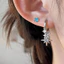 Bông tai đính đá cao cấp Zircon màu xanh dát