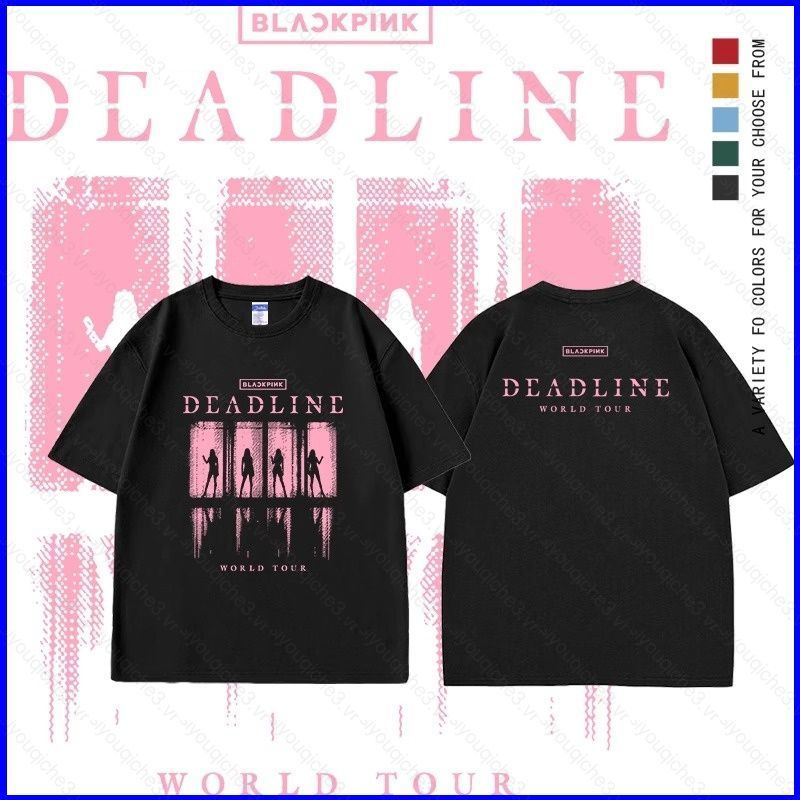 Blackpink Áo thun du lịch thế giới BLACK PINK DEADLINE JENNIE LISA JISOO ROSE KPOP tay ngắn áo thun