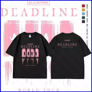 Blackpink Áo thun du lịch thế giới BLACK PINK DEADLINE JENNIE LISA JISOO ROSE KPOP tay ngắn áo thun