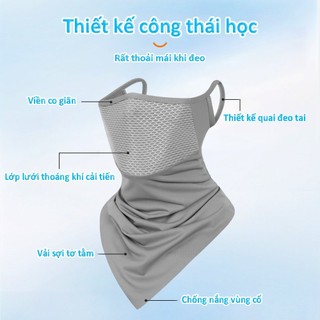 Khăn Che Mặt Chống Nắng Móc Tai Thoáng Khí UPF50+ Chống Tia UV Co Giãn Mềm Mại Đi Xe Máy Ngoài Trời