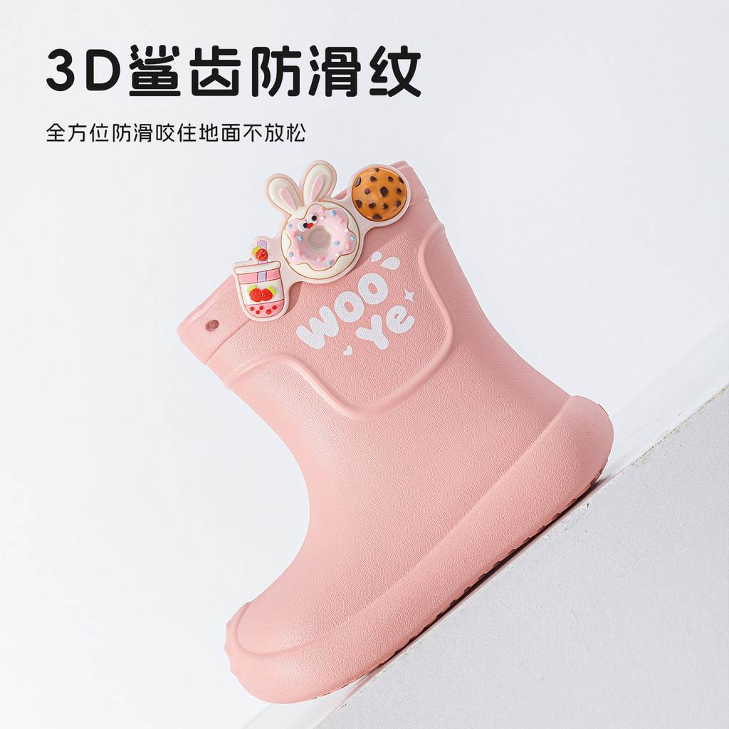 Giày đi mưa trẻ em Mẫu giáo dễ thương Giày nước ngoài trời cho bé Giày cao su chống trượt chống thấm nước