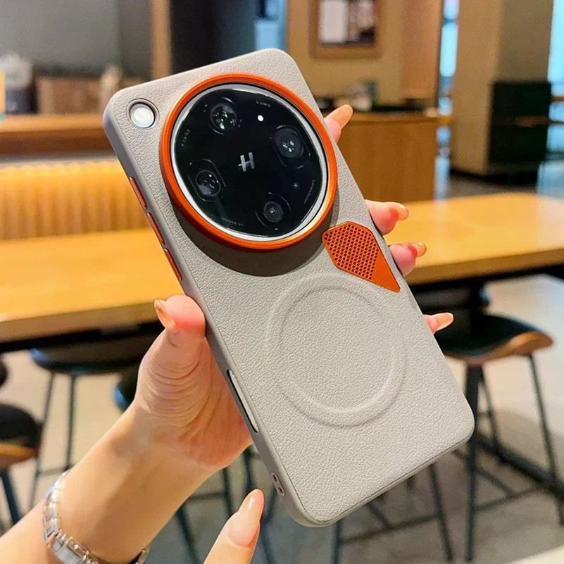 Ốp bảo vệ nâng cao ống kính lỗ thông hơi màu cam cho OPPO Find X9 Ultra X9s Pro X9 Pro X8 Ultra X8s + Vòng hút từ tính Vỏ mỏng