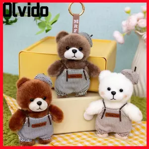Móc khóa gấu nhỏ OLVIDO, Đồ chơi nhồi bông gấu 13cm, Trang trí hoạt hình gấu sang trọng Túi móc khóa búp bê sang trọng