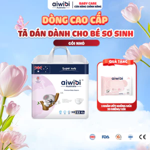 Tã/Bỉm Cho Trẻ Sơ Sinh Cao Cấp Aiwibi Siêu Thấm Hút, Chống Tràn - Gói New Born 22 Miếng