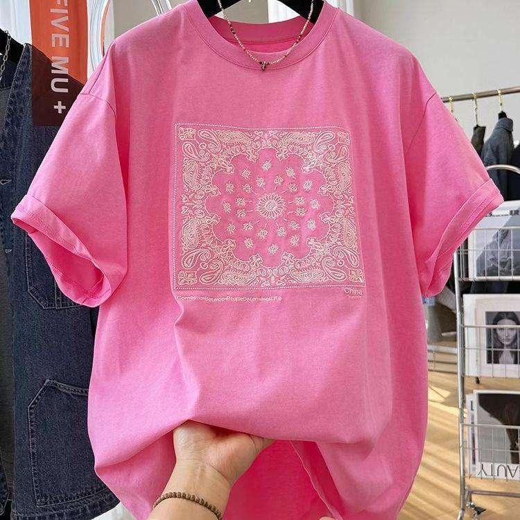 [Khuyến mãi trong thời gian có hạn] Áo thun ngắn tay in hình Niche Design Sense Street Wear dành cho nữ mùa hè dáng rộng phong cách lười biếng All-Ma