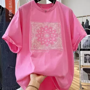 Áo thun ngắn tay in hình Niche Design Sense Street Wear dành cho nữ mùa hè dáng rộng phong cách lười biếng All-Ma