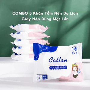 COMBO 5 Khăn Tắm Nén Du Lịch Giấy Nén Dùng Một Lần Khách Sạn Thấm Hút Nhanh Tiện Lợi