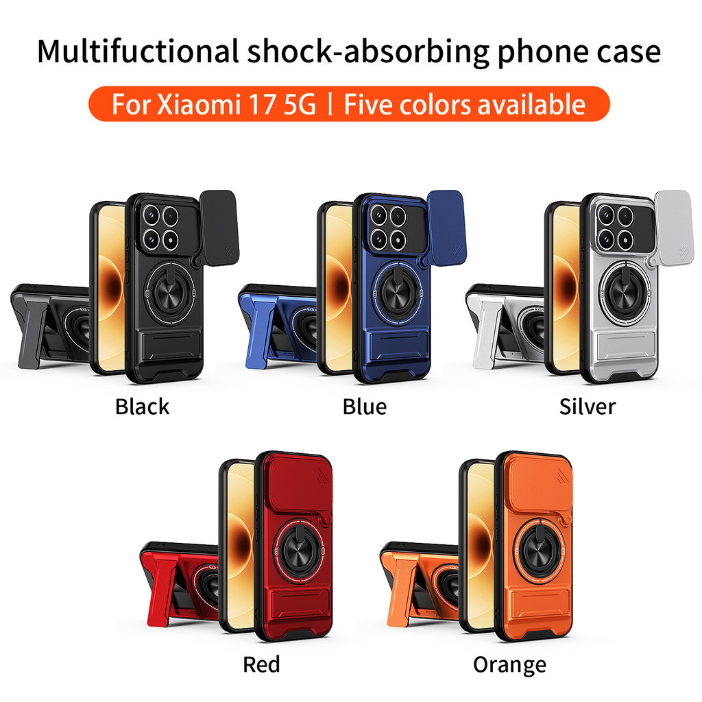 Ốp Điện Thoại Đa Năng Sang Trọng Thích Hợp Cho Xiaomi 17 Pro Max 15 Ultra 14T 15T 5G Dây 360°Giá đỡ vòng có vỏ máy ảnh Vỏ bảo vệ toàn diện chống sốc