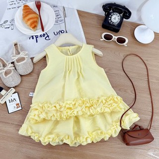 10-30kg Set áo bèo hồng vàng mix chân váy bèo HA