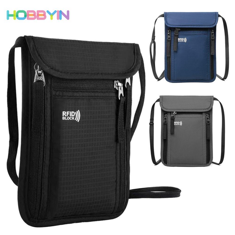 Túi đựng tài liệu HOBBYIN, Túi ID hộ chiếu RFID chống nước đa chức năng, Túi đựng hộ chiếu Nylon Unisex dành cho nữ