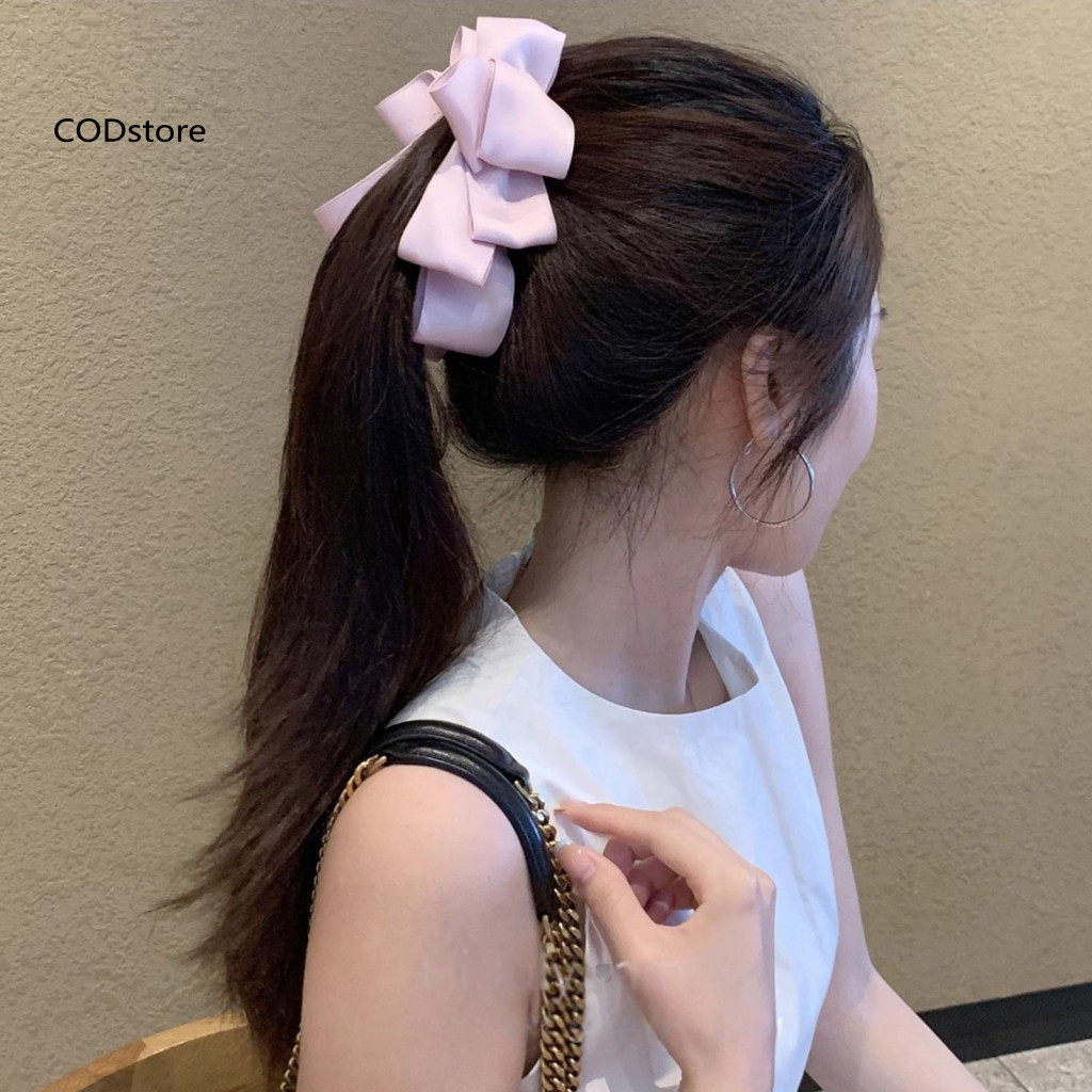 KDCOD * Kẹp Móng Vuốt Tóc Satin Hàn Quốc Kẹp Tóc Nữ Chống Trơn Trượt Móng Vuốt Tóc Chắc Chắn Với Thiết Kế Nơ 3d Kết Cấu Satin Đuôi Ngựa Giá Đỡ Đa Năng Cho An Toàn Cho Đông Nam