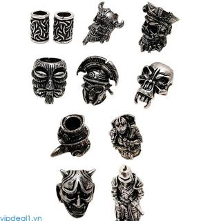 Vipdeal1 Vintage Tóc Bím Râu Dreadlock Hạt Ống Viking Rune Quyến Rũ Mặt Dây Chuyền