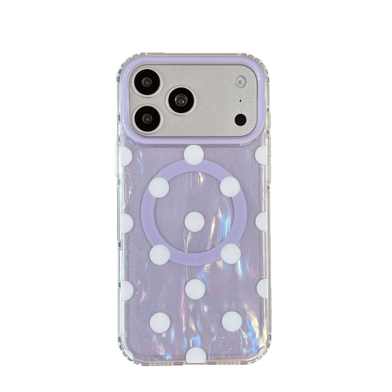 Ốp điện thoại Shell Polka Dot từ tính iPhone17Promax Thích hợp cho Apple 16Pro Vỏ bảo vệ hai lớp 15 / 14