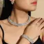 Bộ vòng cổ bông tai ROLY, Bộ trang sức pha lê lấp lánh Diamante, Vòng đeo tay bông tai thanh lịch Dây chuyền cổ nữ
