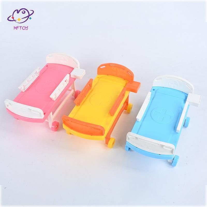 HFTOY 1 Chiếc giường bệnh mô phỏng, phụ kiện chơi bác sĩ y tá nam nữ cho búp bê, đồ chơi trẻ em ~