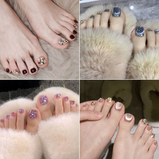 Móng chân giả dán - Sơn gel mắt mèo, dán keo, chất lượng salon, bền lâu 2-3 tuần, bộ làm móng DIY, thiết kế đá rhinestone đẹp cho phụ nữ và bé gái