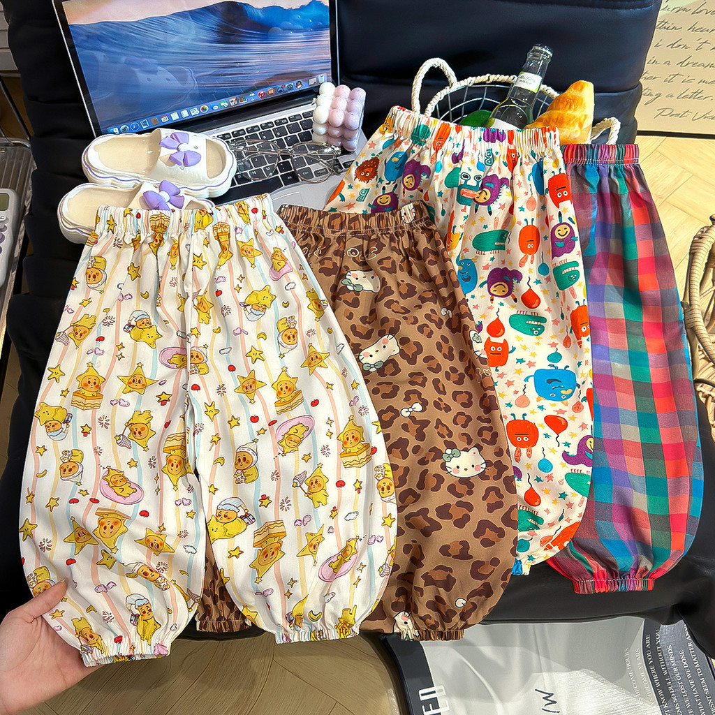 Bé Trai Bé Gái Mùa Hè Quần Muỗi Cotton Lụa Mỏng Hoạt Hình Bloomers 80-130 Size XTE8