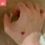 Mặt dây chuyền trái tim zircon màu đỏ đơn giản khí chất thời trang Vòng cổ nữ cá tính và đa năng