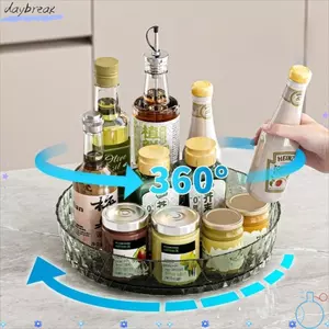 Khay xoay DAYBREAK 360, Bàn xoay tủ đựng thức ăn tròn, Tiết kiệm không gian trong suốt có đế đựng gia vị trang điểm