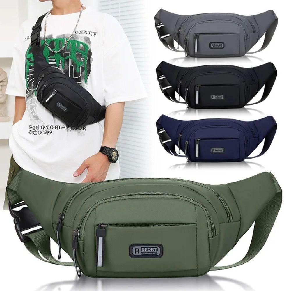 Túi Đeo Thắt Lưng Nam Đa Chức Năng Chống Thấm Nước Vải Nylon Đeo Chéo Chạy Bộ Thể Thao Ngoài Trời