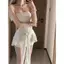 Thu Đông Pure Desire Hot Girl One-Shoulder Tube Top Dress Slim-fit Slimmer Look Hip Váy Lớp Hai Mảnh Gợi Cảm Thoáng Khí