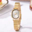 Đồng hồ đeo tay bằng thép hình bầu dục Đơn giản Thời trang Tính khí Đồng hồ vàng sống 26.5.10