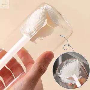 Máy làm sạch kính, bàn chải cốc tay cầm dài, bàn chải gấp silicon, đầu làm sạch chai nước uống