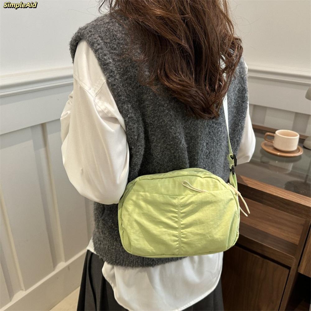 Túi đeo chéo đeo chéo SIMPLEAID, Túi vuông màu trơn khô nhanh, Túi đeo vai có dây kéo bằng Nylon phong cách Nhật Bản dành cho nữ