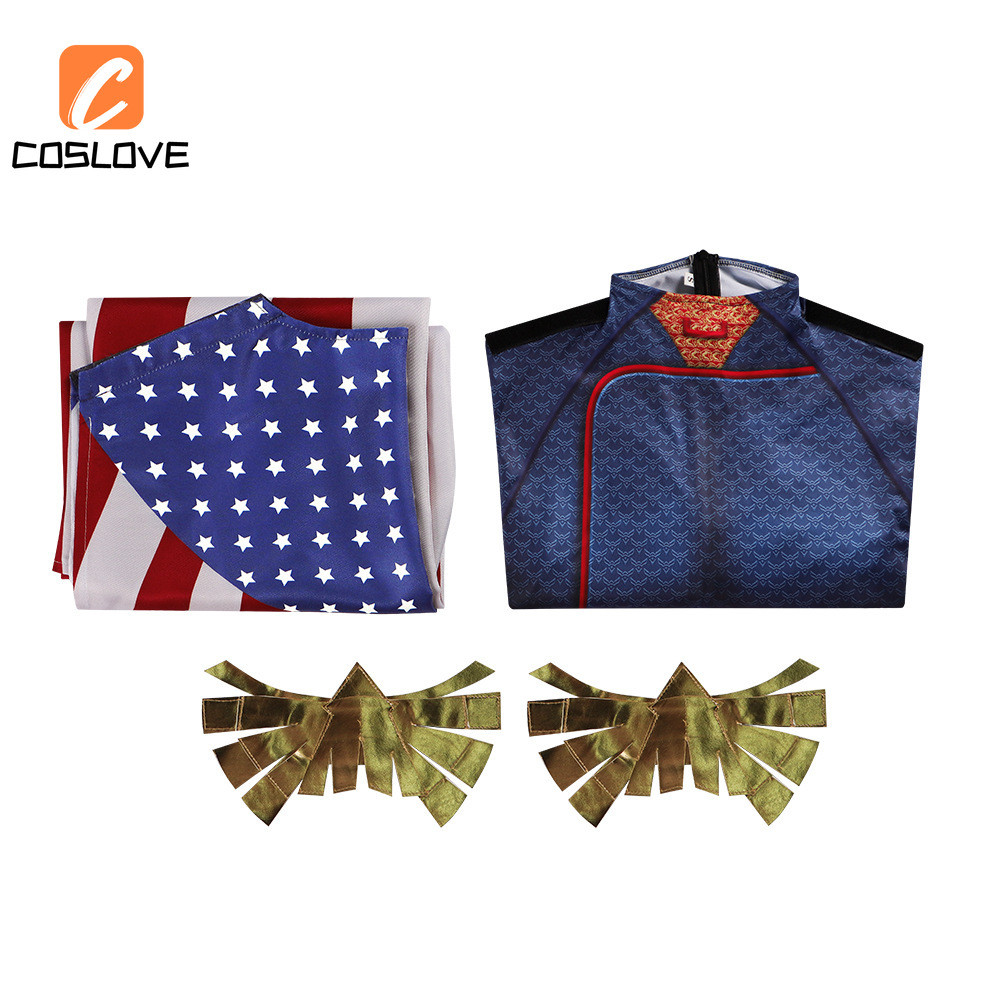 Quần áo cosplay trọn bộ The Boys Homelander - Áo liền quần cổ điển màu xanh đỏ
