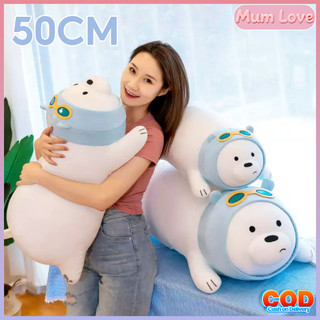 Gấu Bông We Bare Bear Quấn Khăn Xanh đeo Kính Cao Cấp, Quà Sinh Nhật Dành Tặng Người Yêu Và Con Cái
