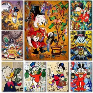 Disney Graffiti Donald Duck Canvas Painting Cartoon Art Home Wall Decor Canvas Poster