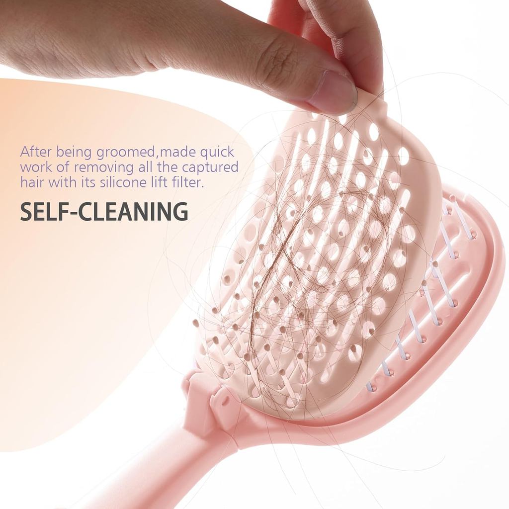 Bàn chải tóc có thể gập lại du lịch, Bàn chải tóc bỏ túi di động tự làm sạch cho tóc mỏng dày, Tóc khô tốc độ thông hơi cho nam giới Phụ nữ Trẻ em Dày mỏng xoăn thẳng Tóc khô ướt