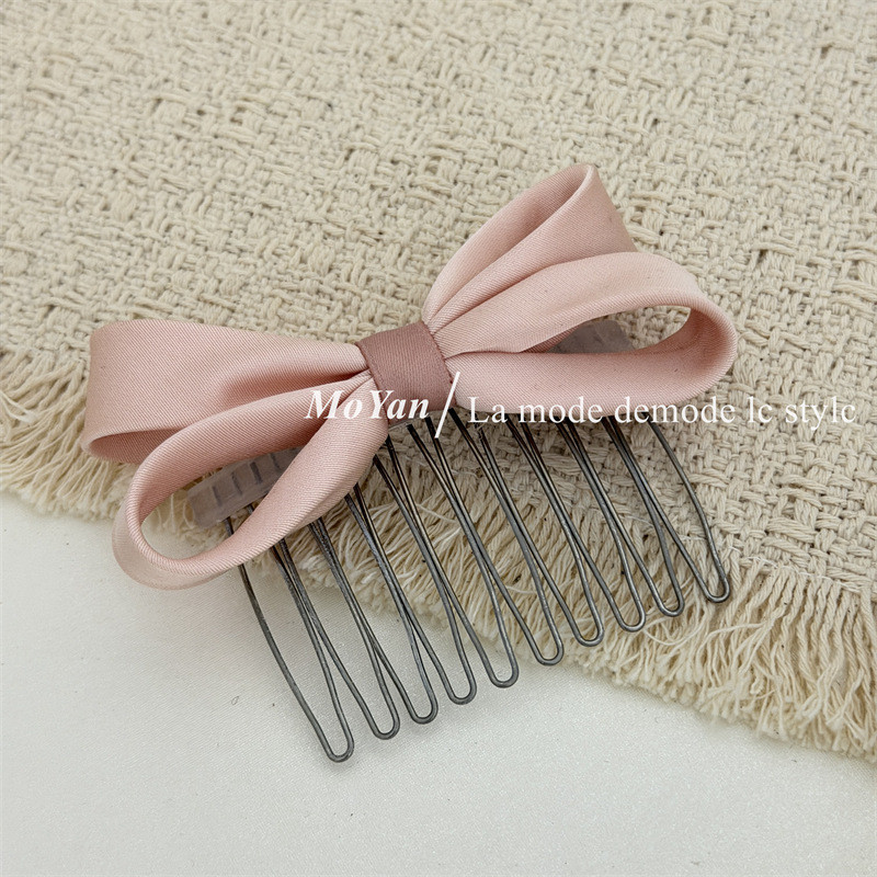 Kẹp Tóc Satin Nơ Màu Hàn Quốc Lược Tóc Nữ