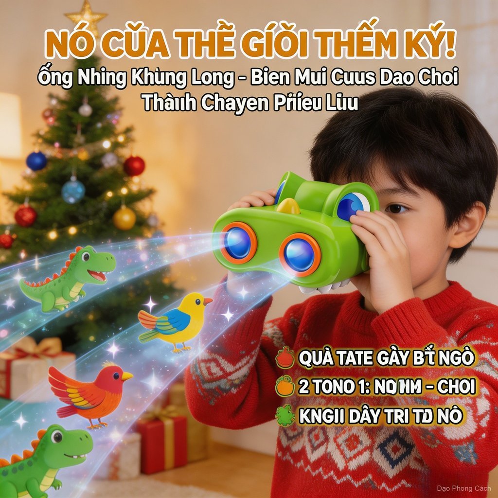 Ống nhòm khủng long phát sáng, kèm sách chim đầy màu sắc, cho bé trai/gái khám phá thiên nhiên