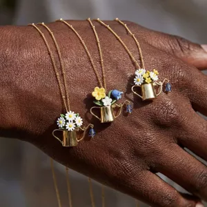 Mùa Xuân Không Khí Hoa Vòng Cổ Tươi Mục Vụ Hoa Hình Chậu Kyanite Niche Đồng Phù Hợp Với Nữ