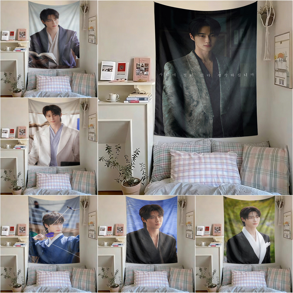 Tấm thảm treo tường Byeon Woo Seok có kẹp, Tấm thảm Polyester vương miện hoàn hảo Treo tường phòng ngủ