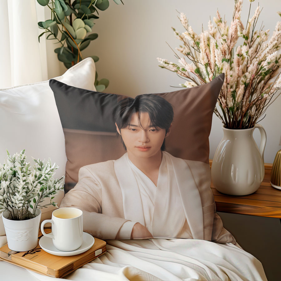 Vỏ gối Byeon Woo Seok, Vỏ gối in một mặt Perfect Crown, Trang trí ghế Sofa phòng khách Giáng sinh (Không có lõi)