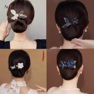 Kẹp tóc uốn phong cách Hàn Quốc với pha lê tinh tế - phụ kiện tóc sang trọng AqToCna