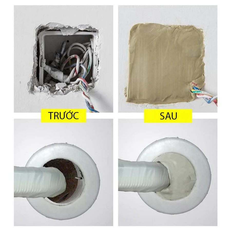 Xi Măng Dẻo Bịt Lỗ Điều Hoà, Keo Xi Măng Trắng Bít Lỗ Tường/ Đường ống Nước/ Khe Rãnh